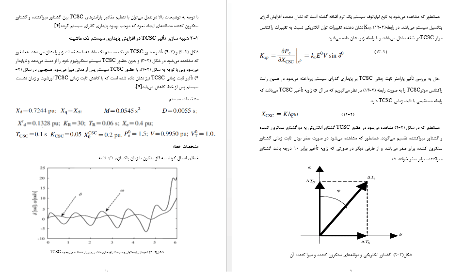 بررسی تأثیر حضور TCSC بر سیستم الکترومکانیکی - پروژه برق