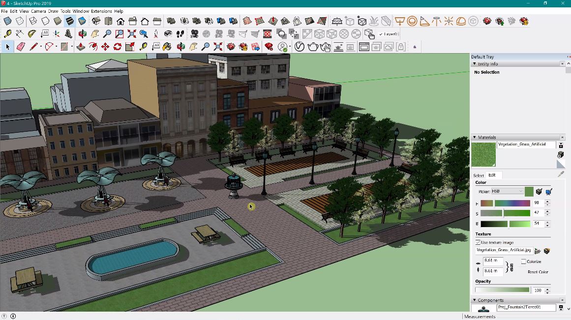 مدلسازی فضای عمومی شهری در اسکچ آپ